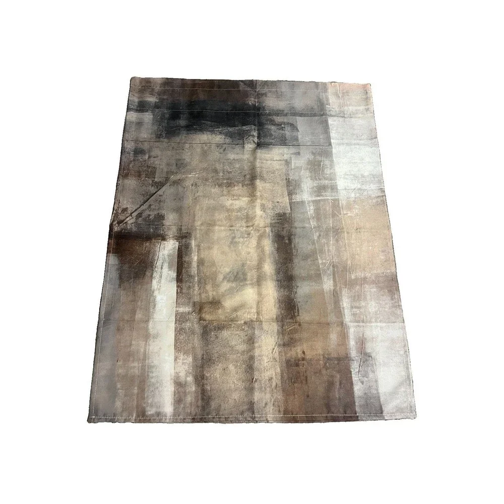 Brown Grey Kitchen Curtain 55x36” 2 panel Abstract Art Painting Small Short